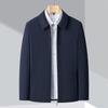 Spring and Autumn New Style Wool Jacket Men's Lapel Solid Color Business Casual Administrative Cadre Middle-aged Dad Jacket