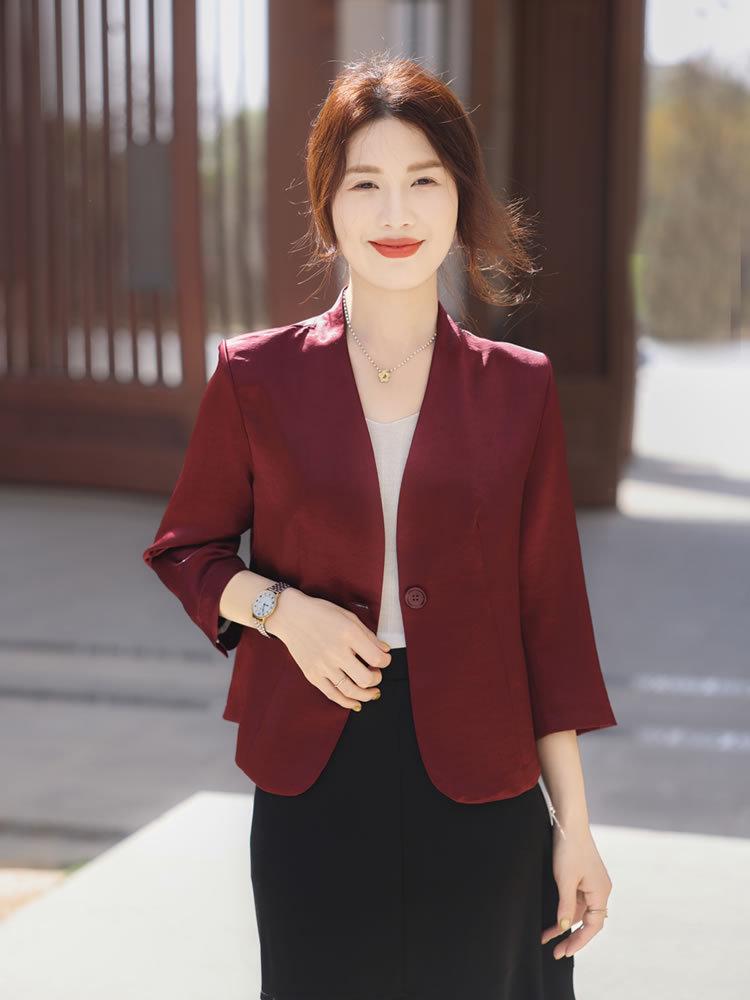 Приталенный блейзер с рукавом семь восьмых для миниатюрных женщин - Солнцезащитная куртка на весну/лето