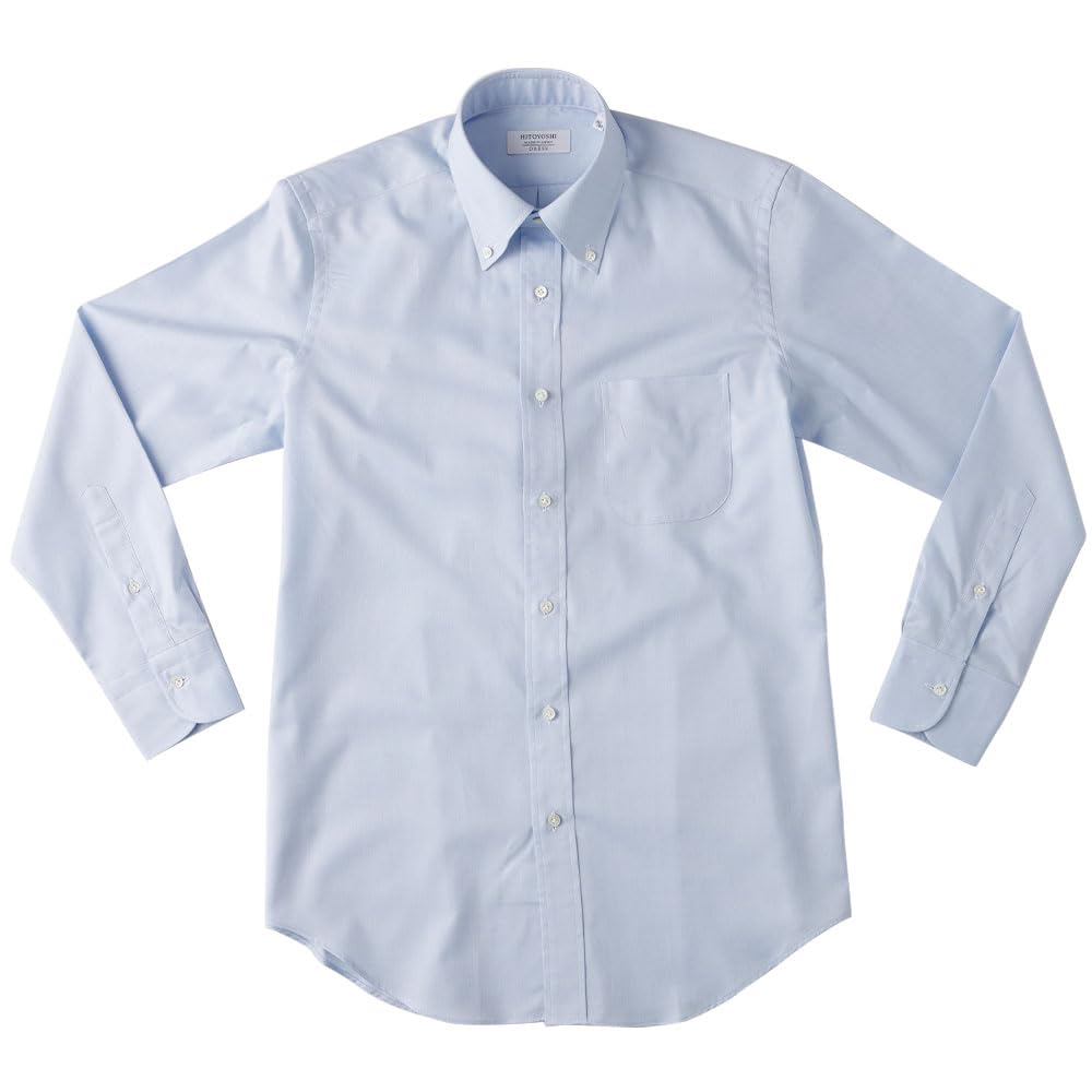 HITOYOSHI Long Sleeve Dress Size 6 Royal Cotton Men's Shirt, SHB, (Button-Down/Blue Oxford/Sizes 39-82), 100%