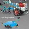 Mini Retro Agricultural Tractor Model with Light Sound Movable Joints Hand-cranked Farm Ridging Rotary Tillage Vehicle Toy Figurine Decoration