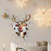 3D Christmas Wall Stickers Vinyl Cartoon Break-Through Wall Decal Elk Deer Removable Holiday Decoration Home Living Spaces