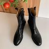 Krazing Pot Осенне-зимняя обувь из овечьей кожи, офисные женские ботильоны на среднем каблуке с круглым носком и застежкой-молнией