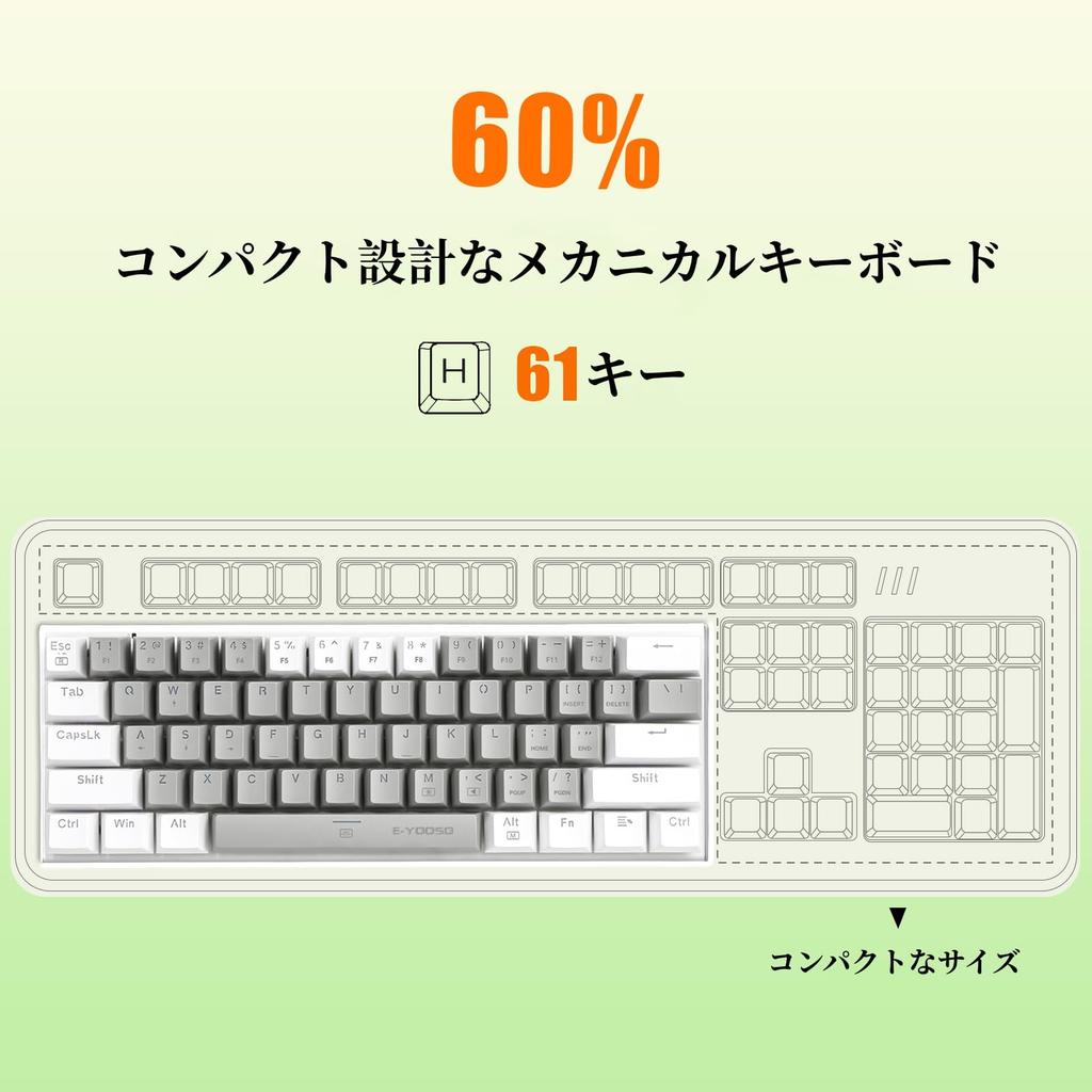 Игровая клавиатура с белой Tenkeyless US English проводной 61 механической клавишей RGB LED компактная совместимая с клавиатурой белые переключатели e-Element, раскладка,