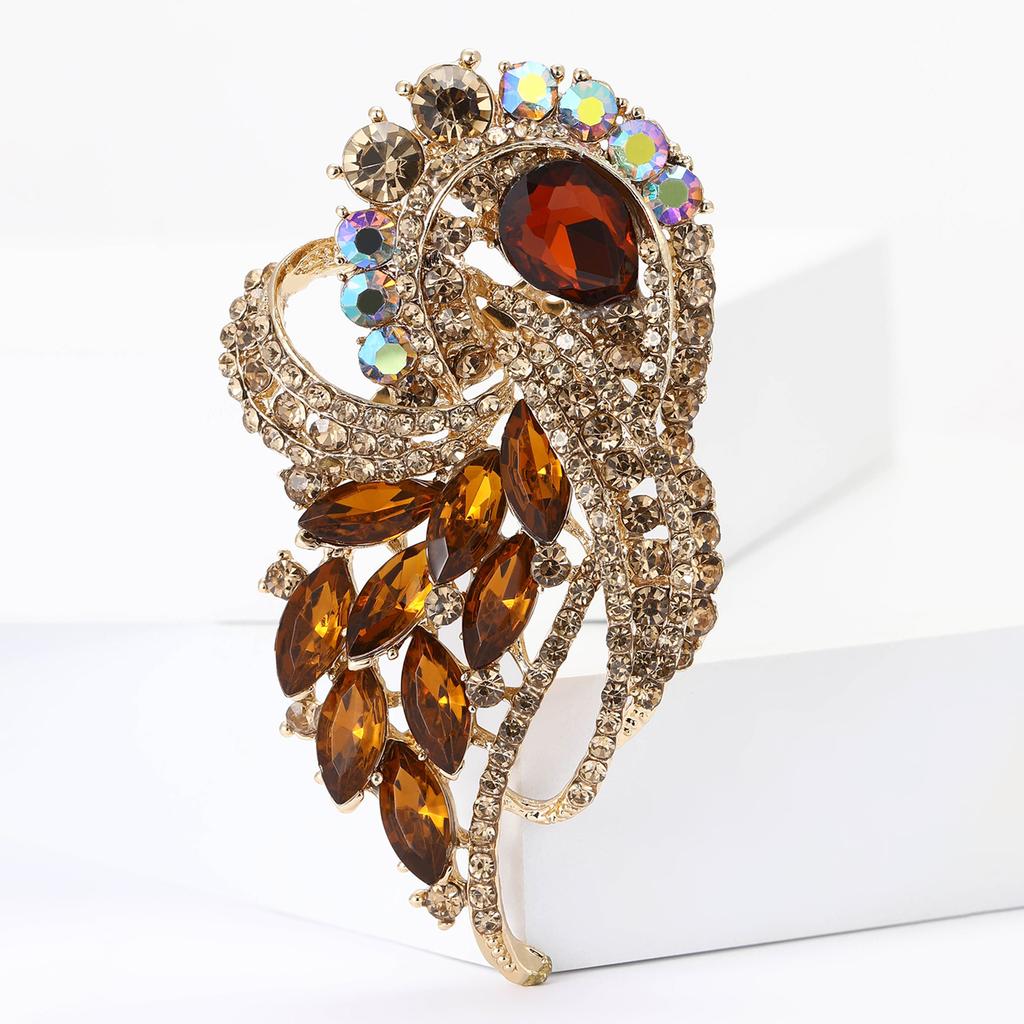 Vintage Style Flowers Cluster Brooch Pin Rhinestone Crystal Woman Corsage Party Gift Jewelry Accessories