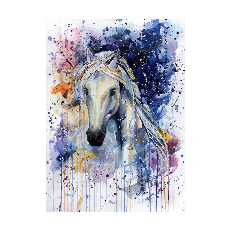 Лошадь, акварельная живопись, современное настенное искусство, холст с принтом, постер, яркая красочная картина с животным для гостиной, домашний декор, Cuadros