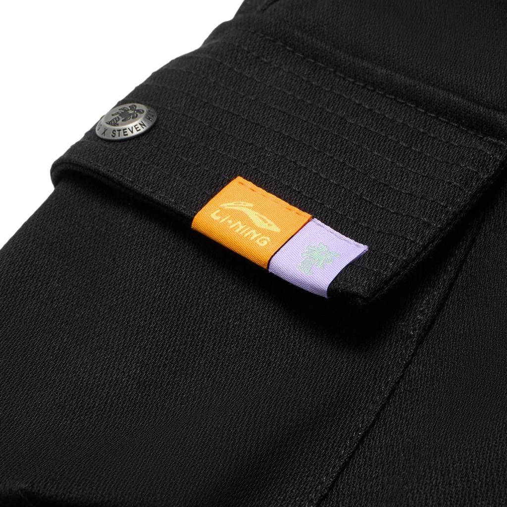 Li Ning X Steven Harrington Collaboration, однотонные прямые свободные повседневные брюки с множеством карманов, мужские брюки черного цвета AKXT791-2