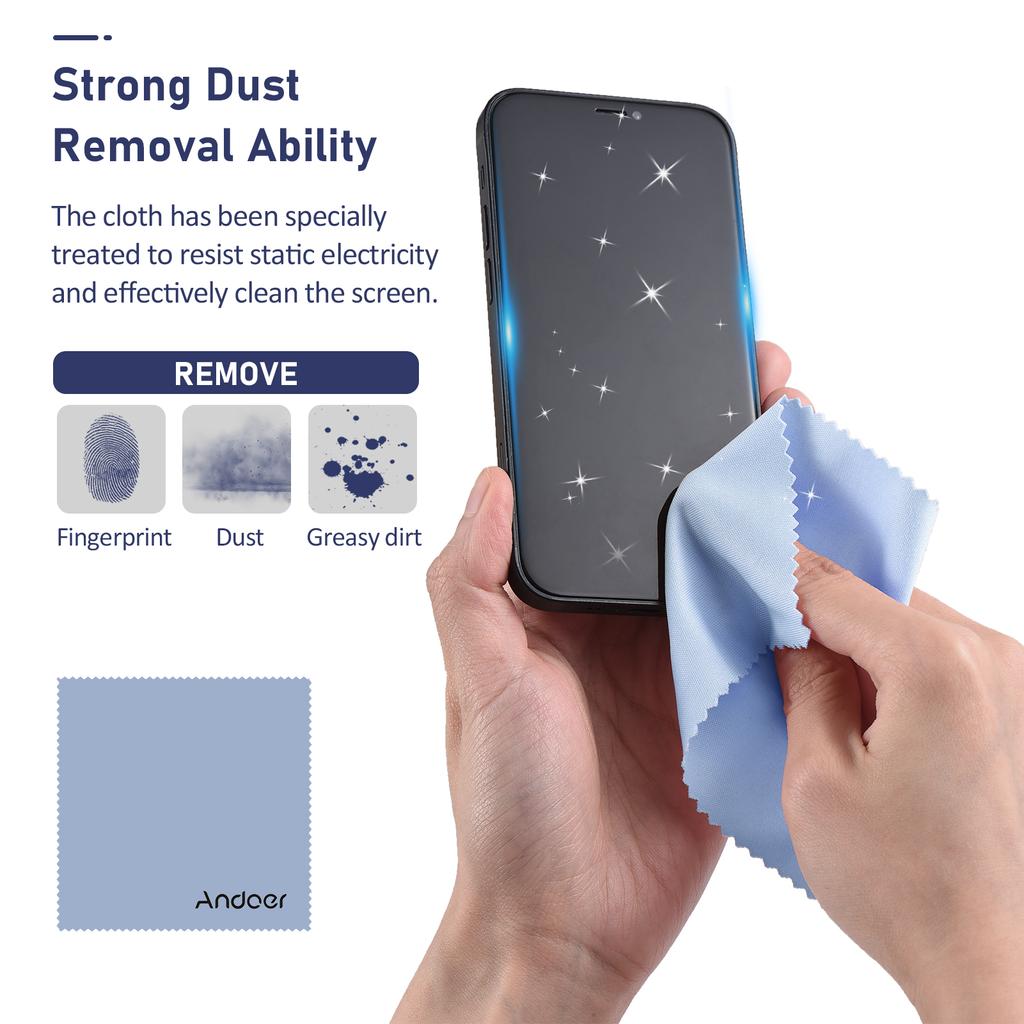 Andoer Салфетка для чистки очков из микрофибры 10*10 см 4 шт. Салфетка для очистки экрана Премиум-ткань для