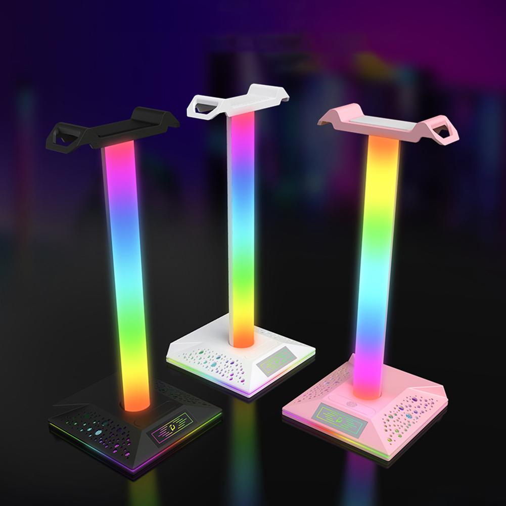 RGB Gaming Headphone Stand Glow Earphone Rack Dual USB Ports Desktop Display Bracket Headset Hanger For PUBG Computer Gamer