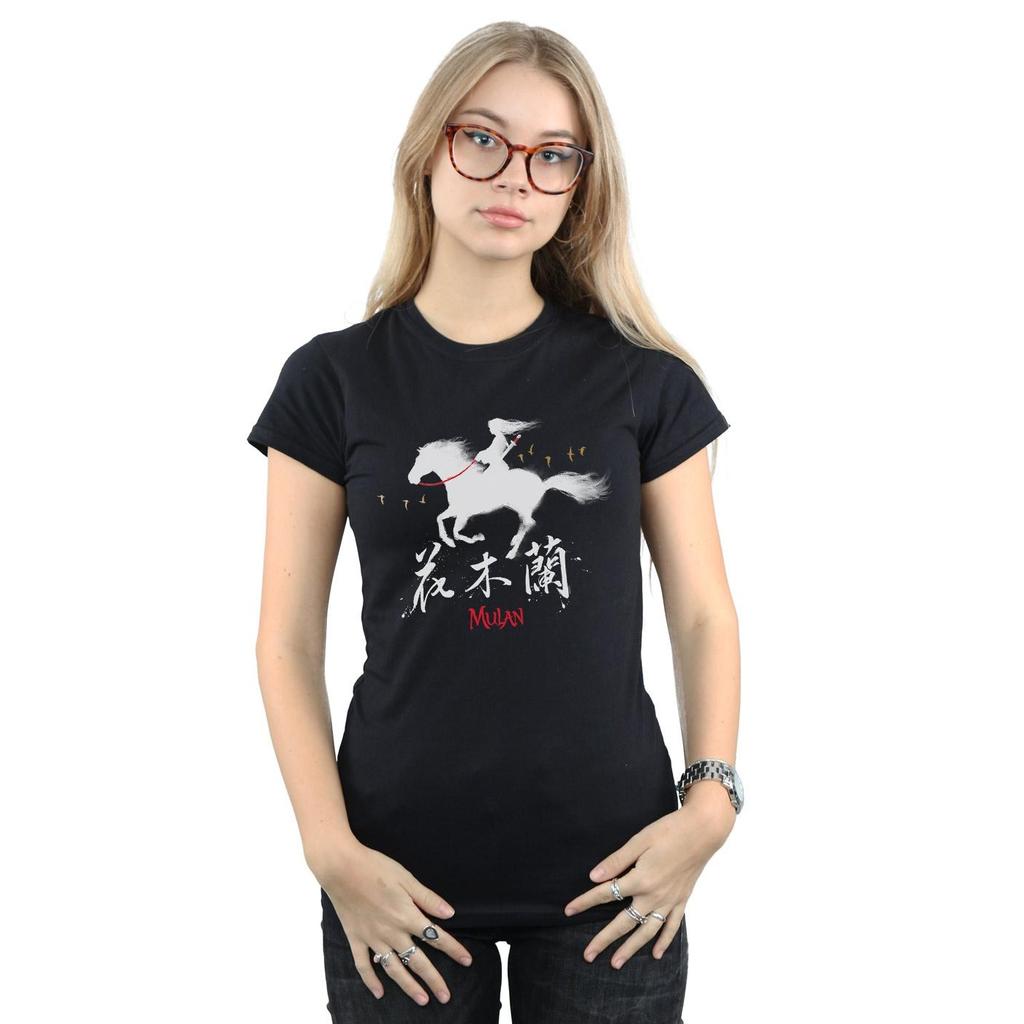 Disney Womens/Ladies Mulan Movie Wind Silhouette Cotton T-Shirt