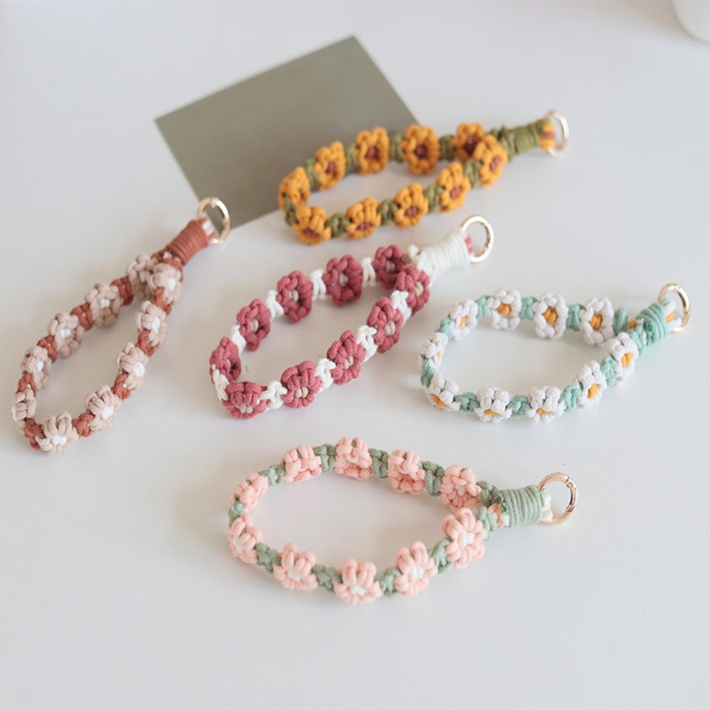 Макраме Цветок Браслет-брелок Ремешок для ключей Ремешок на запястье Браслет Брелок Пасхальные подарки Брелок Декор для вечеринки