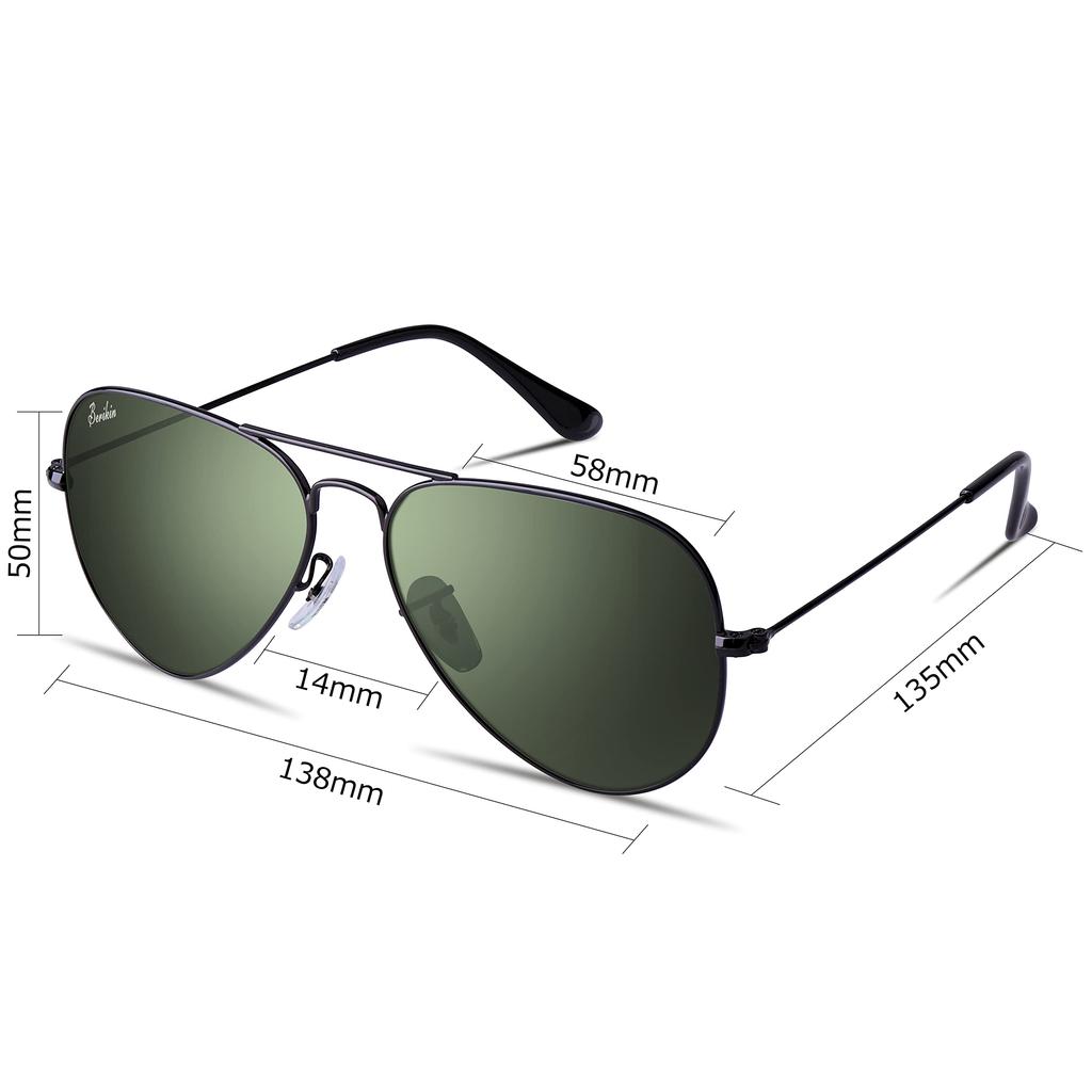 Солнцезащитные очки Glass Aviator Teardrop UV400 UV Protection Солнцезащитные очки для мужчин и женщин с черными зелеными линзами [Berikin] Мужские и женские