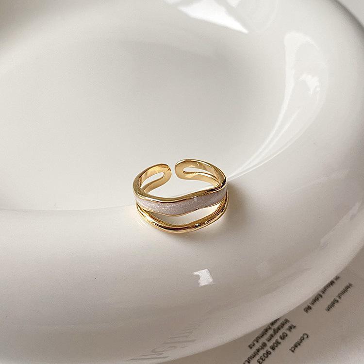 Открытое кольцо-бантик из гальванизированного золота с цирконием - корейский дизайн, роскошные ювелирные изделия