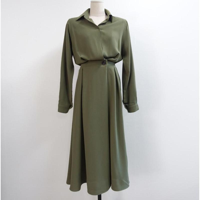 Летние новые элегантные модные однотонные простые длинные платья с высокой талией для женщин с воротником-поло, стильные универсальные платья Vestidos De Fiesta