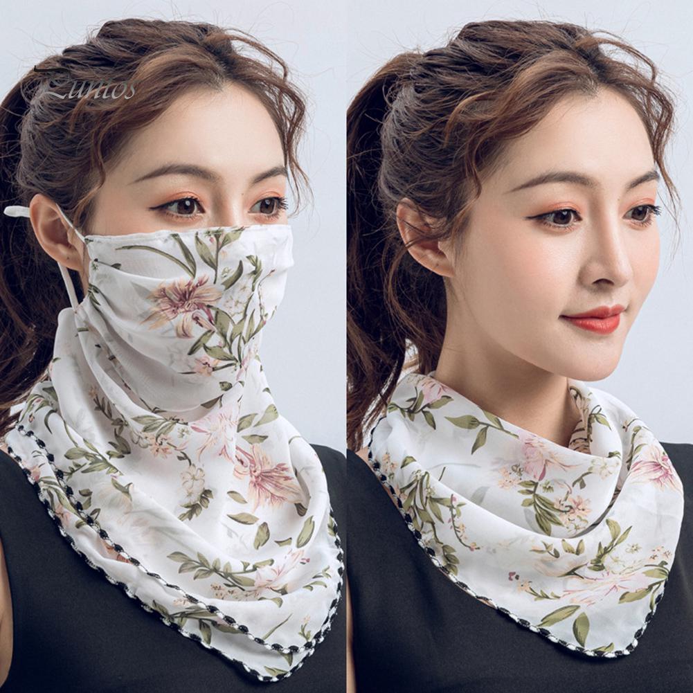Дышащий 5 шт. женский цветочный принт солнцезащитный шарф-шапка для лица маска