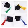 25Pcs Mini Graduation Caps Felt Small Doctor Hat with Golden Tassels Bottle Cover Cupcake Toppers Party Supplies