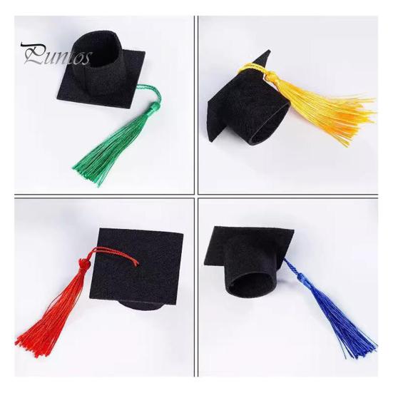 25Pcs Mini Graduation Caps Felt Small Doctor Hat with Golden Tassels Bottle Cover Cupcake Toppers Party Supplies