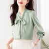 2024 Spring French Ribbon Bow Women’s Long-Sleeve Niche Tops