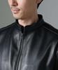 Nano Universe Band Collar Leather Single Breasted Size Men's Rider's Jacket, M, Black, 672-5113201