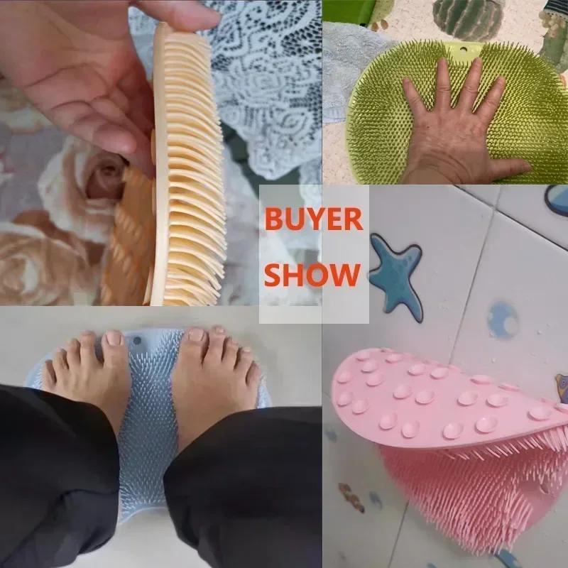 Exfoliating Foot Brush and Back Scrubber Anti-Slip Suction Cup - Deep Cleansing and Exfoliating Tool for Body Dirt Removal