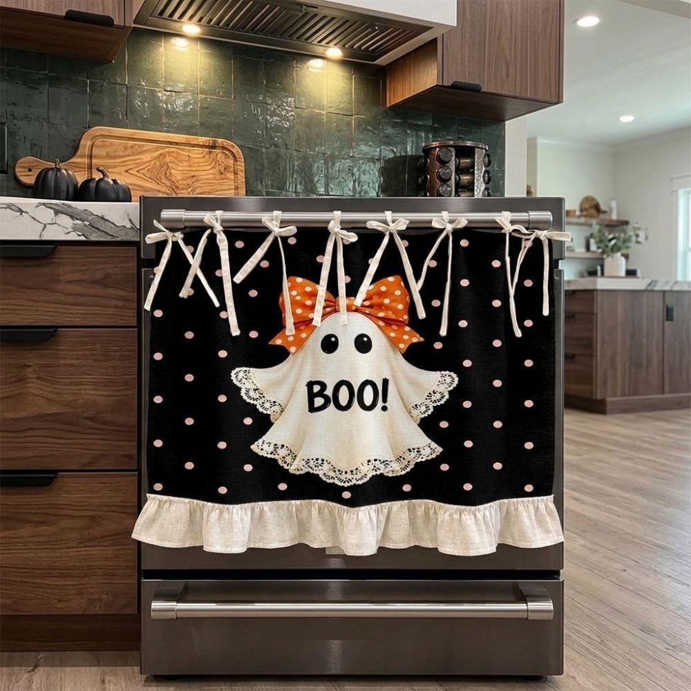 Seasonal Halloween Tie Oven Cover Curtain Dishwasher Bow Decor Curtain Halloween Party