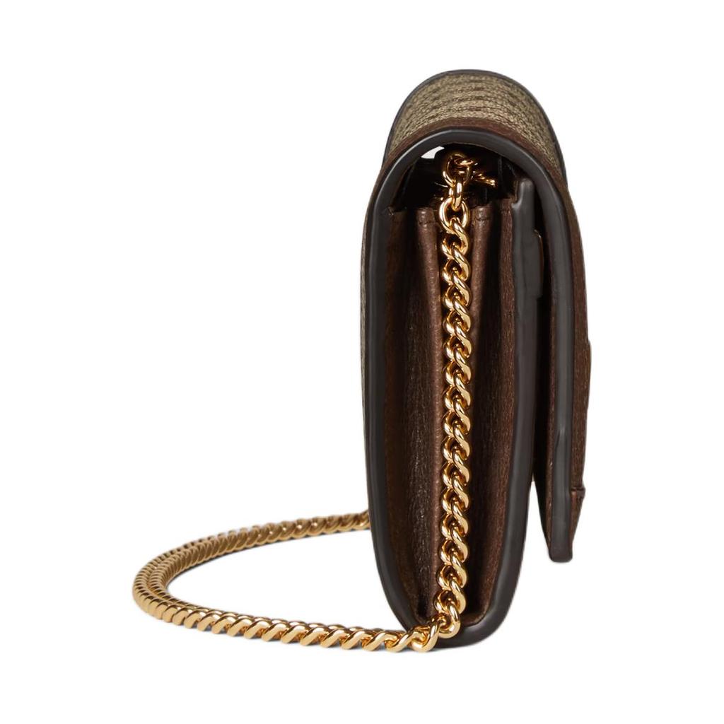 Gucci Chain Wallet GG Canvas Gold Hardware Leather Trim Casual Daily Wear 772309-K9GSG-8367