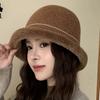 Age Reducing Plush Edge Knitted Fisherman Hat for Women Autumn Winter Fashion Versatile Top Hat High-end Feeling Dome Basin Hat