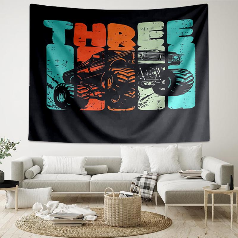Truck Print Tapestry, Backdrop, Easy Setup, Ideal for Bedroom, Office & Living Room, with Aesthetic Wall Hanging Decor.