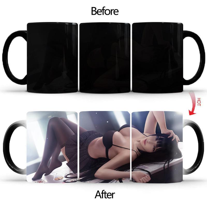 Сексуальная черная кружевная волшебная кружка BSKT-165 Чашки и кружки Керамическая чашка Кружки, меняющие цвет, обесцвечивающие кофейные кружки Аниме Персонализированные подарки