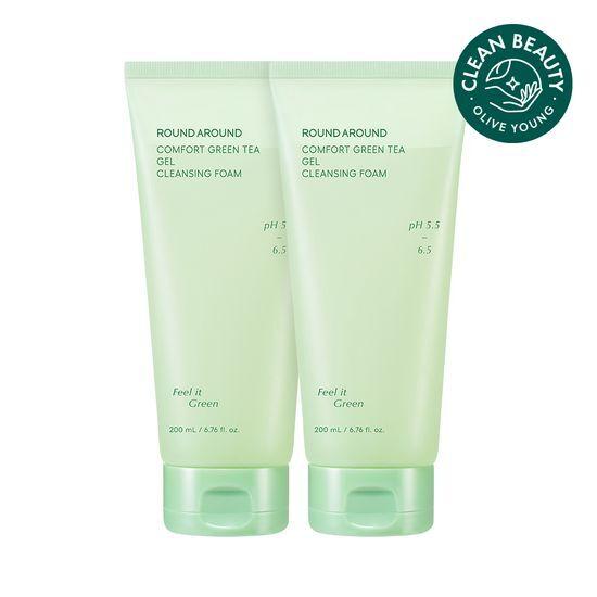Round Around Comfort Green Tea Mildly Acidic Cleansing Gel Foam 200ml Double Plan