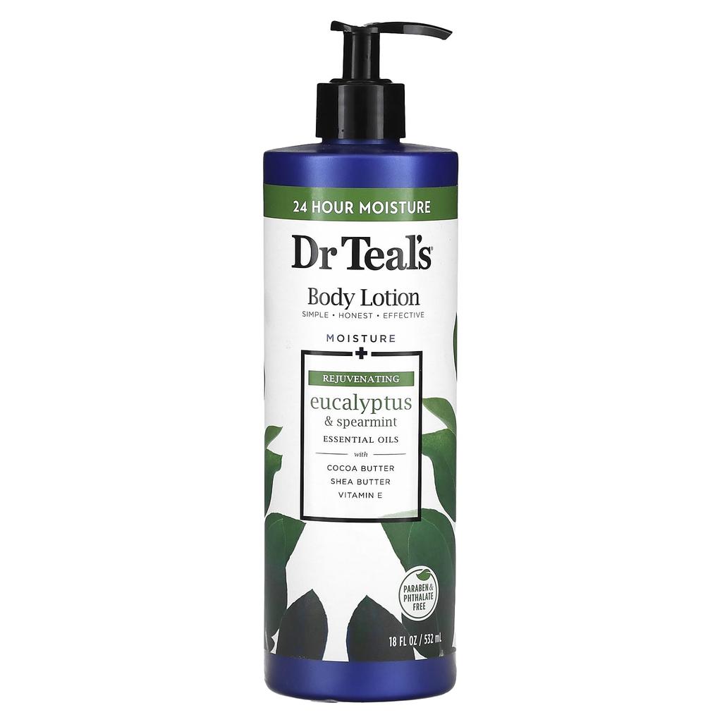 Dr. Teal's Body Lotion, Moisturizing + Regenerating, Eucalyptus & Spearmint, 18 Fl Oz (532 Ml)