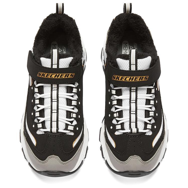 Skechers Синтетическая кожа Отличный Панда Ретро Универсальные Удобные Липучка Плюшевые Амортизирующие Износостойкие Низкие Повседневные Ботинки 302539L-BKGD