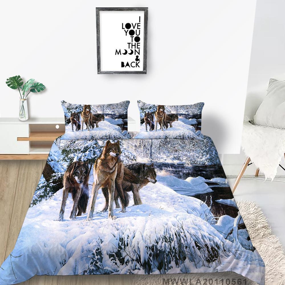 2023 New Style 3D Wolf Printed Single King Size Luxury Duvet Cover Set with Bedding Pillow Home Textiles Duvet Cover Sets