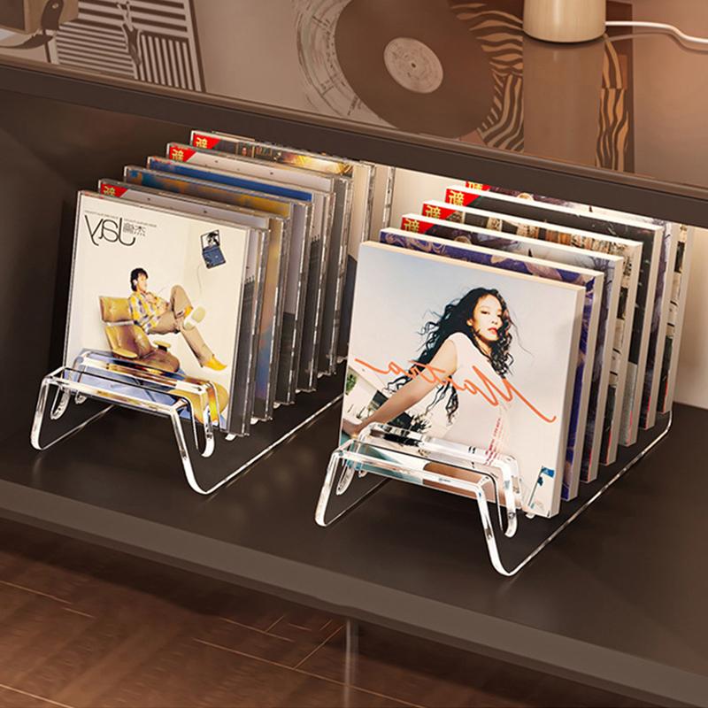 Стойка для CD, Стойка для демонстрации альбомов, Прозрачная полка для хранения пластинок и кассет, Многофункциональная настольная стойка