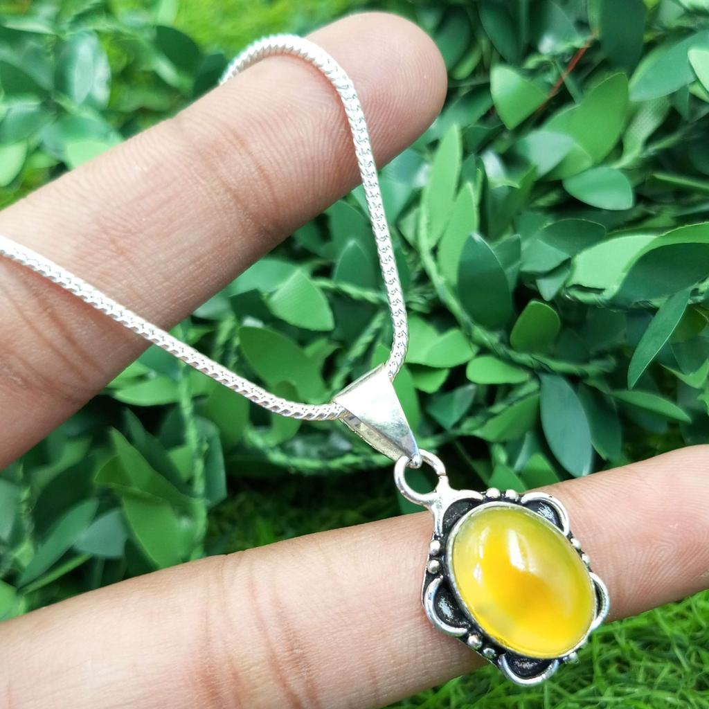 Opalite Gemstone 925 Sterling Silver Plated Necklace Chain Pendant Jewelry NST-J2H25147