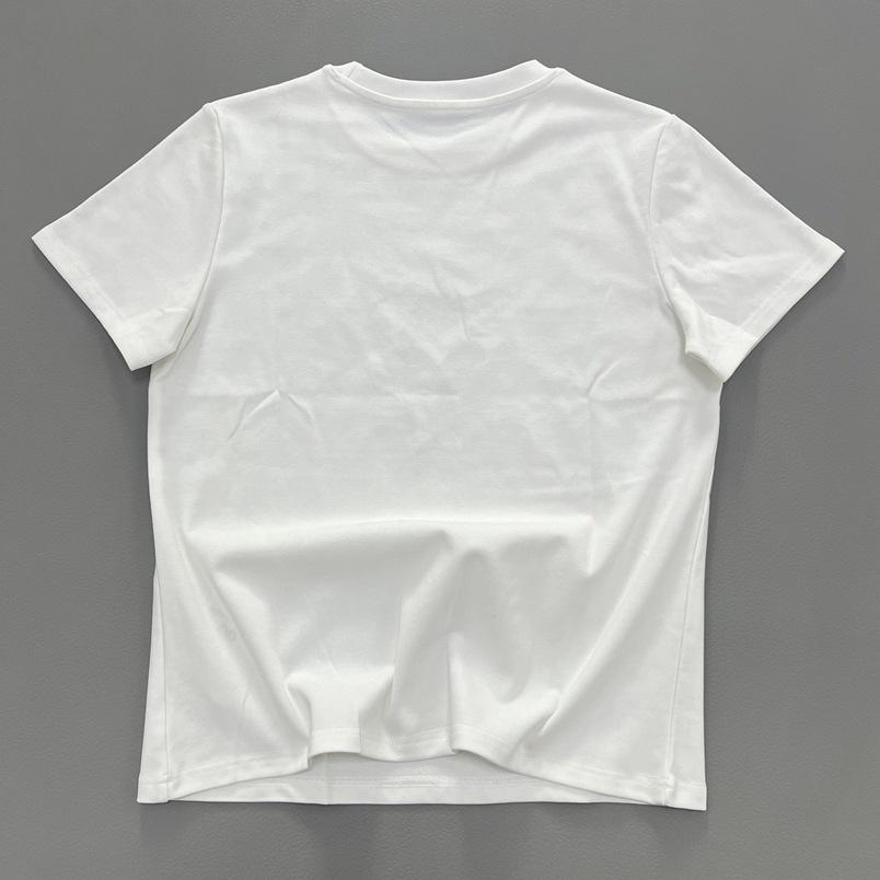 Women's White Round Neck Puppy Print T-Shirt - Short Sleeve, Loose, Versatile, Slimming Top for Spring/Summer