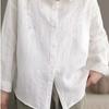 Весна-лето Женская ретро вышитая льняная рубашка с лацканами, свободная утягивающая рубашка из хлопка и льна с длинными рукавами, блузки, рубашки