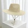 Summer new lanyard large brim sunshade beach straw hat unisex versatile outdoor hiking sun hat