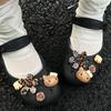 Милые Коричневые Брелоки для Обуви Hello Kitty Дизайн с Леопардовым Цветком Розой Тостом Для Кроксов Сандалий Повседневной Носки