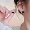 Engagement Enamel Cute Heart Stud Earrings For Women Girls Jewelry Black Earring