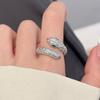 Retro Sliver Color Snake Zircon Open Rings For Women Men Y2K Exquisite Shiny
