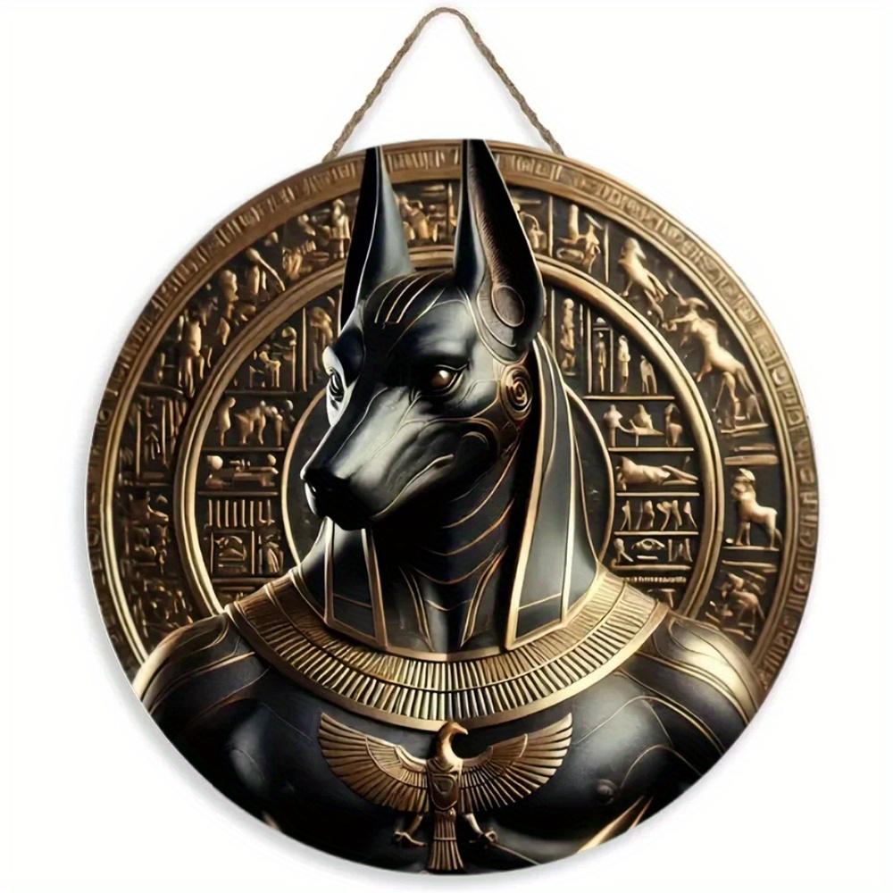 1pc 2d Flat Wood Vintage Egyptian Round Wooden Sign - 20cm Egyptian Mysterious Theme Sign Suitable for Home, Cafe, Apartment, Etc. - Festival, Lover