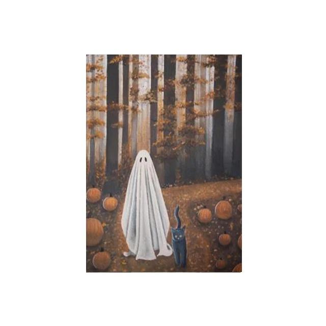 Vintage Midnight Conjuration And Spooky Ghost Wall Art Canvas Painting Halloween Magic Witch Spellbook Art Poster Print