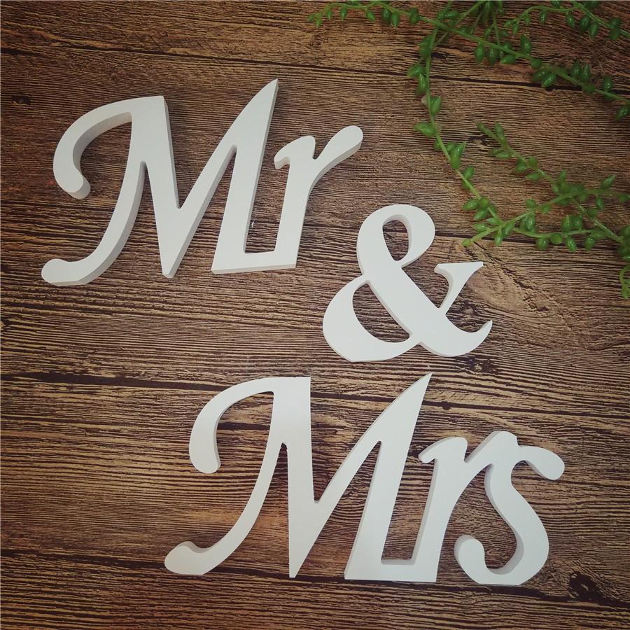 One Set White Color Standing Mr & Mrs Letters for Wedding Party Decoration & Gift