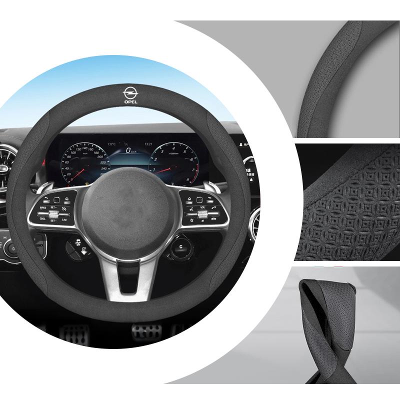 AAAYQ1 O Shape Premium Car Suede Leather Steering Wheel Cover Anti Slip Sweat Absorbing For Opel Zafira b Corsa d Insignia Mokka Regal