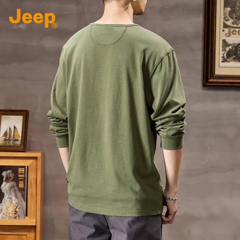 Jeep Мужская футболка с длинным рукавом из чистого хлопка