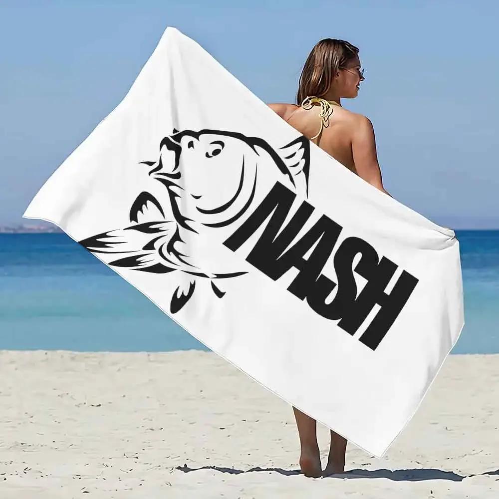 Nash Fishing Print Beach Towel - Soft Absorbent Towel for Fishing Enthusiasts, Unique Design for Everyday Use and Comfort