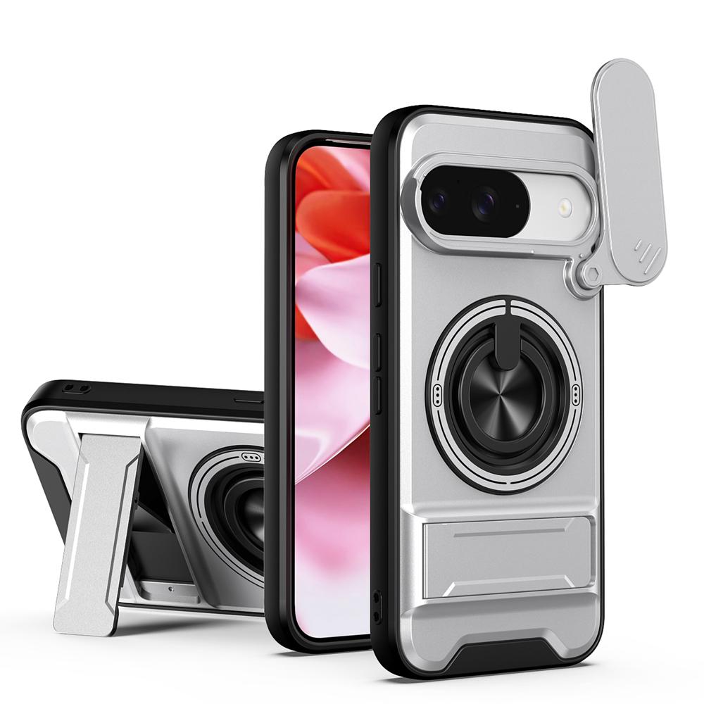 KEYSION Магнитный чехол для телефона Google Pixel 9 10 Pro XL 10 9 Pro Защита камеры сдвижной крышкой Вертикальная подставка Кольцо 360° Ударопрочный чехол
