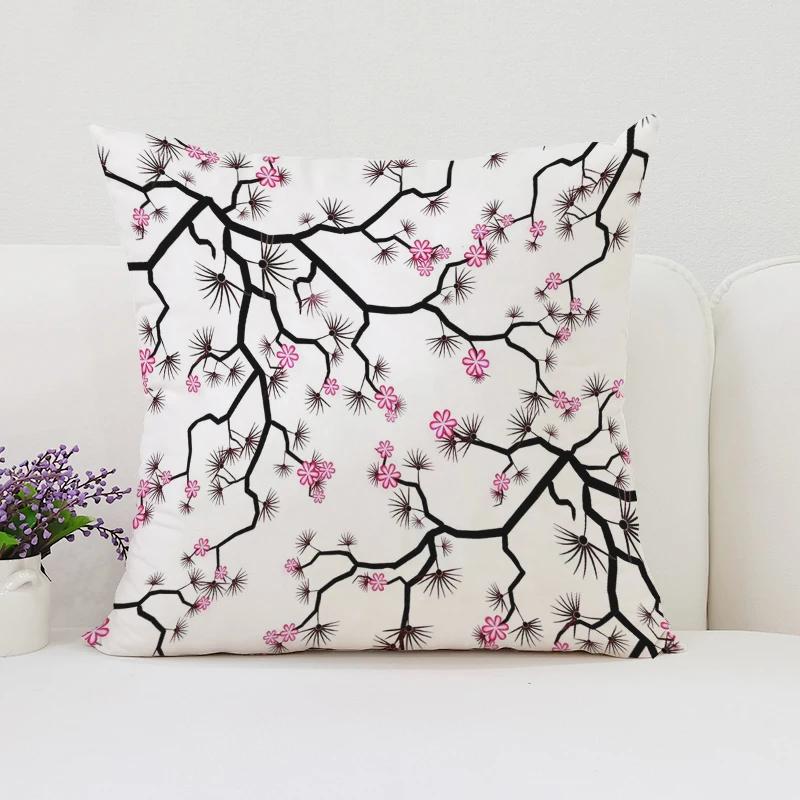 Японская Сакура Домашний Декор Декоративная Наволочка для Подушки для Подушек в Гостиную Эстетичное Украшение Комнаты Наволочка 45*45