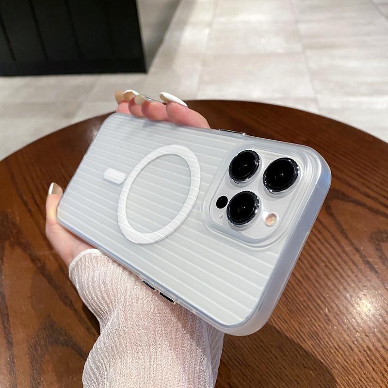 Простой гофрированный прозрачный тонкий чехол для телефона iPhone 16 Pro 15 Pro Max 14 13 12 11 для MagSafe Magnetic Shockproof Soft Silicone Bumper Cover