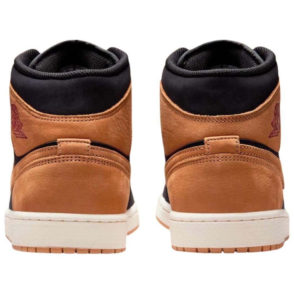Jordan Air Jordan 1 Abrasion Resistant Mid top Vintage Basketball Shoes Unisex Black Brown HV4091-002